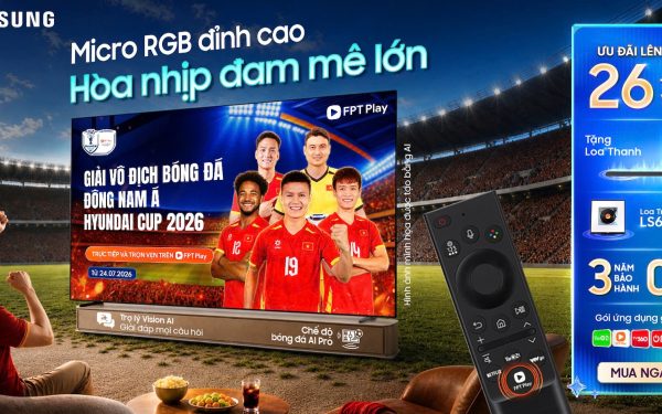 Samsung AI TV đồng hành cùng FPT Play – Đơn vị phát sóng trực tiếp ASEAN HYUNDAI CUP 2026, mang đến nhiều ưu đãi hấp dẫn cho mùa bóng đá lớn