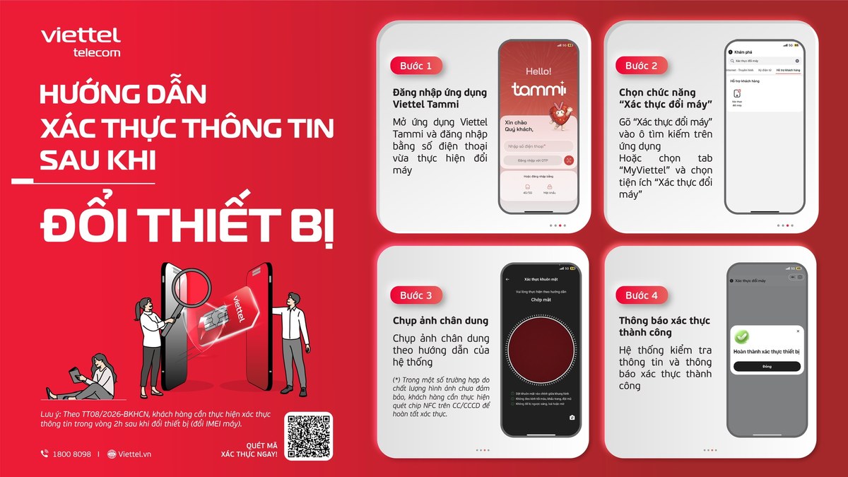 Viettel hướng dẫn quy trình xác thực sinh trắc học sau khi đổi thiết bị mới