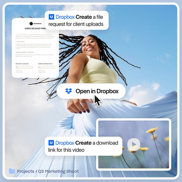 Dropbox tích hợp AI giúp tạo yêu cầu tải lên và liên kết chia sẻ video