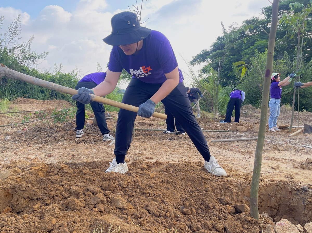 Nhân viên FedEx tham gia hoạt động trồng cây xanh đô thị ý nghĩa