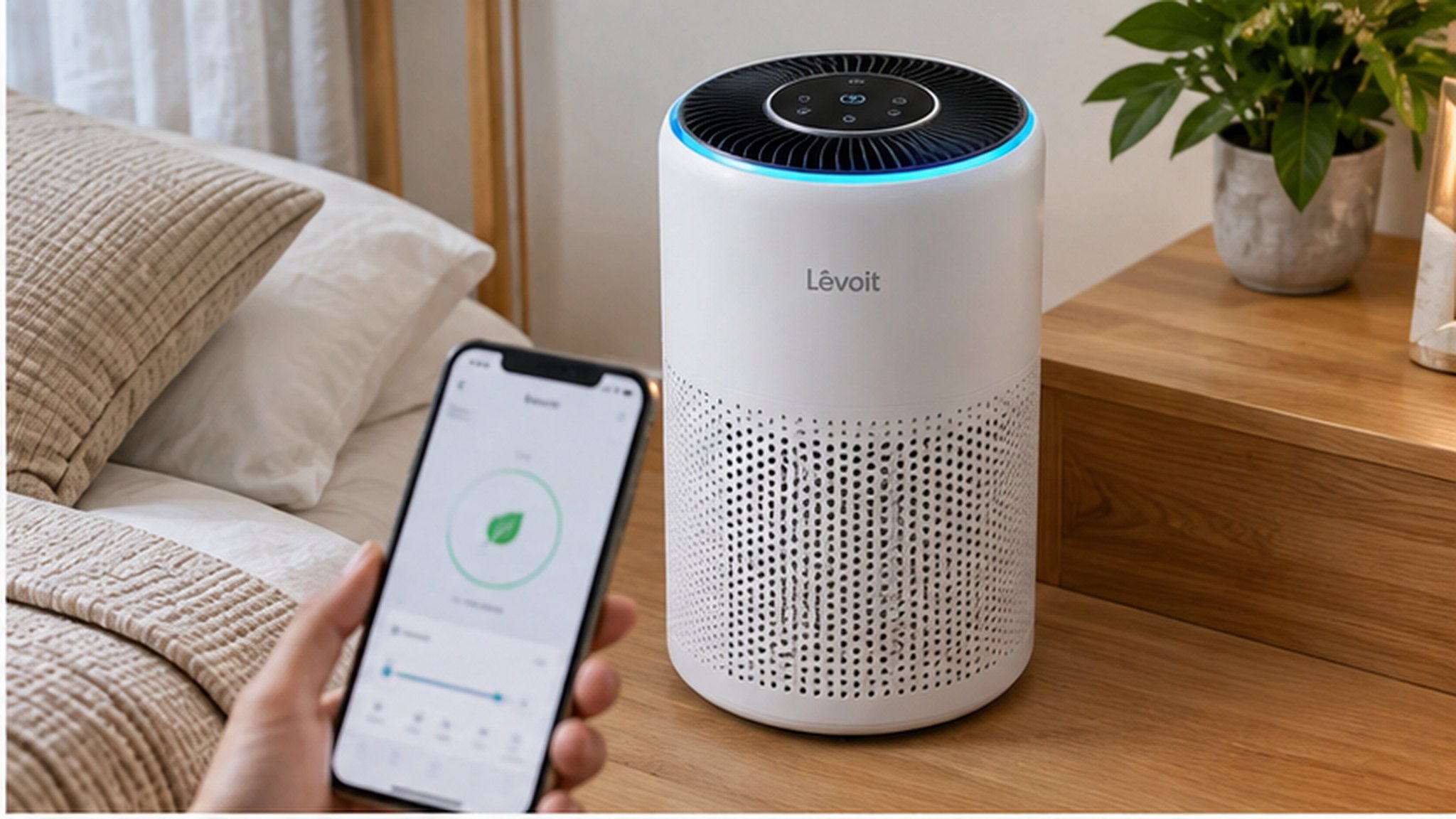 Levoit Eleva 300X kết nối với ứng dụng trên điện thoại — Ảnh: Ảnh minh họa
