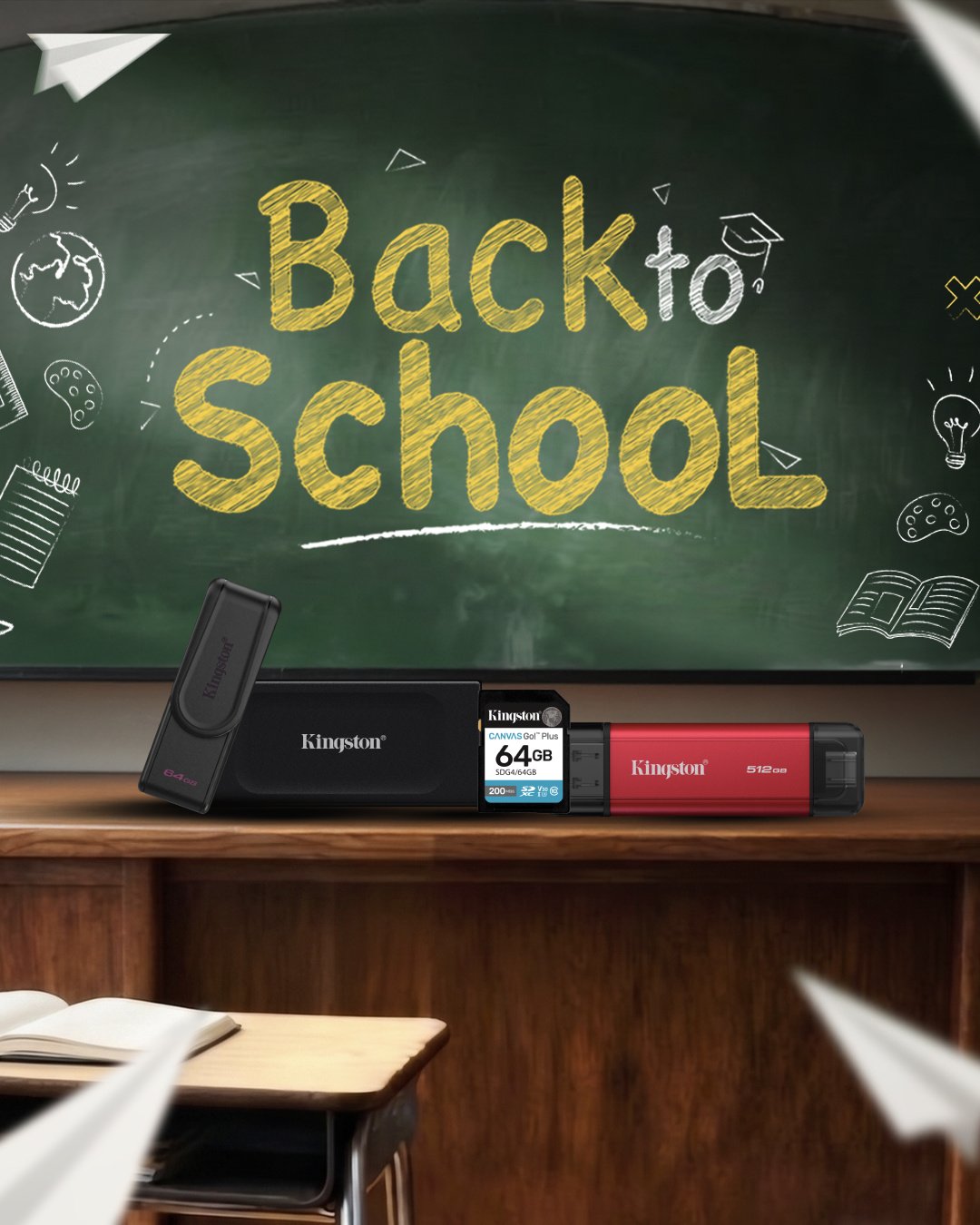 Hình ảnh chủ đề Back to School phiên bản dọc do Kingston cung cấp. Ảnh: Kingston