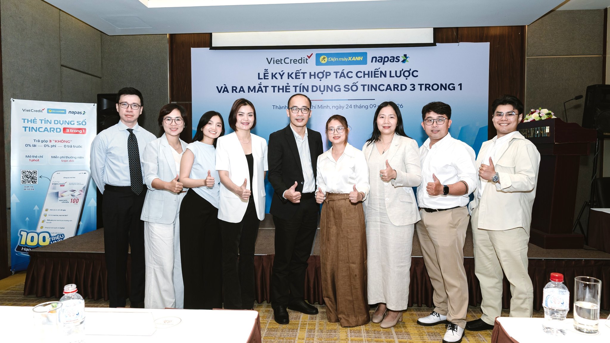 Đại diện các đơn vị tham dự sự kiện ra mắt TINCard 3 trong 1 — Ảnh: Điện Máy Xanh