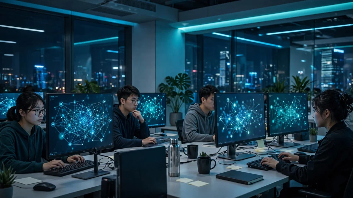 DeepSeek tung bản Flash 1017 đạt 77,0 điểm kiểm tra lập trình với nhóm kỹ sư phần mềm và màn hình mạng nơ ron