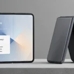 Hai điện thoại gập iPhone Duo và Galaxy Z Fold 8 đặt cạnh nhau trên bàn, minh họa so sánh điện thoại gập