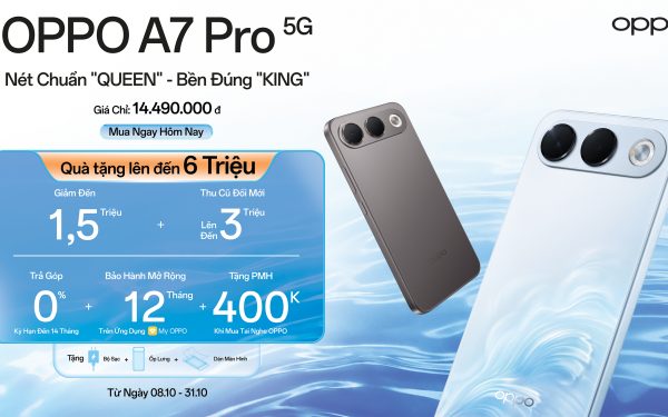 OPPO A7 Pro 5G ra mắt tại Việt Nam: pin 8.000mAh, camera selfie AI 50MP, giá từ 13,49 triệu đồng