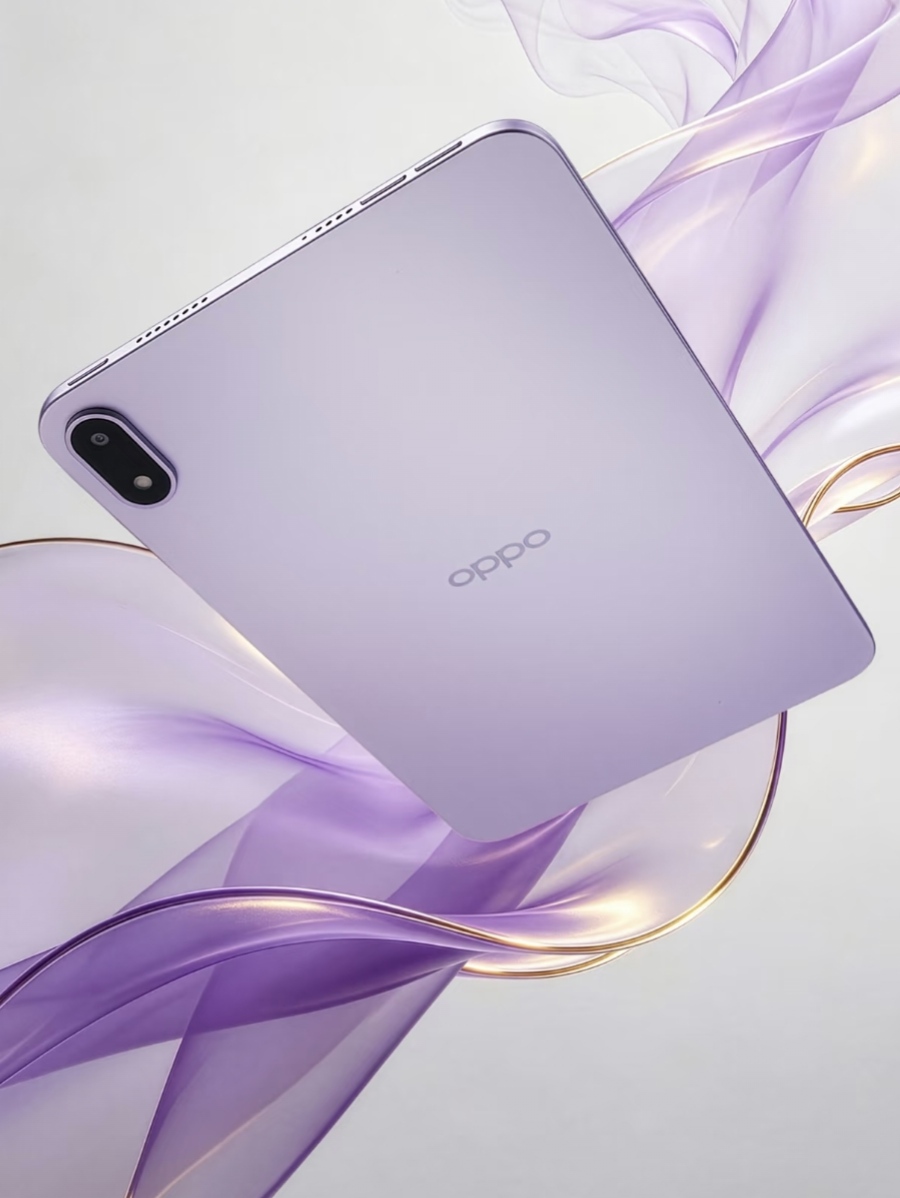 OPPO Pad Mini màu tím với mặt lưng nhám sang trọng