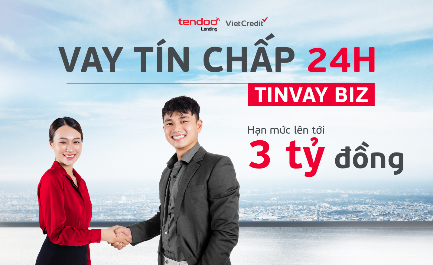 Tendoo Lending hợp tác VietCredit cho vay tín chấp 24h Tin Vay Biz, hạn mức lên tới 3 tỷ đồng không cần thế chấp